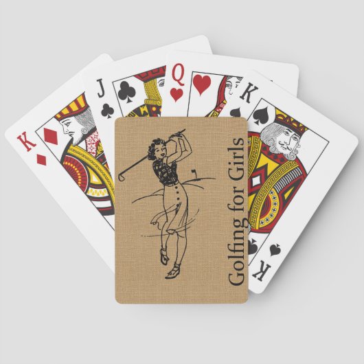 ヴィンテージガールゴルファーフェイクオンBurlap装飾 トランプ (裏面)
