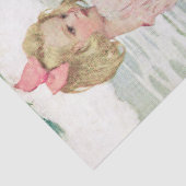 ヴィンテージガールサンディビーチフランスのタイポグラフィ海 薄葉紙 (詳細)