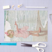 ヴィンテージガールサンディビーチ航海の海 薄葉紙 (クラフト)