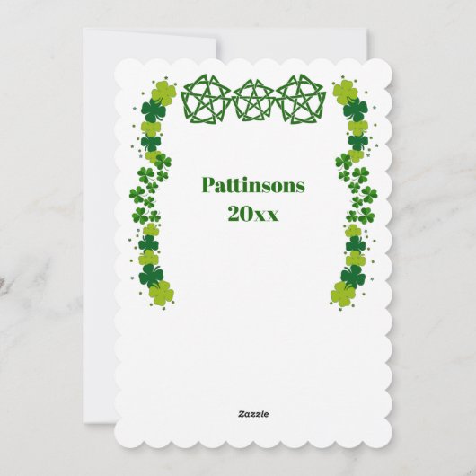 ヴィンテージガールサンパトリックの日グリーンシャームロック シーズンカード (裏面)