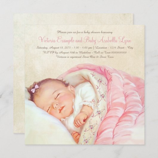 ヴィンテージガールシャワー 招待状 (正面/裏面)