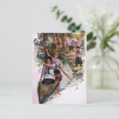 ヴィンテージガールスカウトキャンパーズカヌー葉書 ポストカード (スタンド正面)