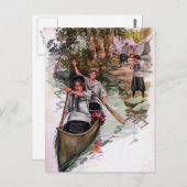 ヴィンテージガールスカウトキャンパーズカヌー葉書 ポストカード (正面/裏面)