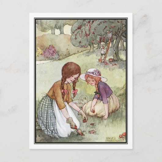 ヴィンテージガールズインオーチャードバイアンアンアンダーソン ポストカード (正面)