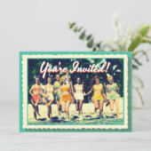 ヴィンテージガールズウィークエンドビーチパーティの招待状 招待状 (スタンド正面)