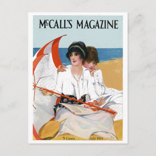 ヴィンテージガールズオンビーチ ポストカード (正面)