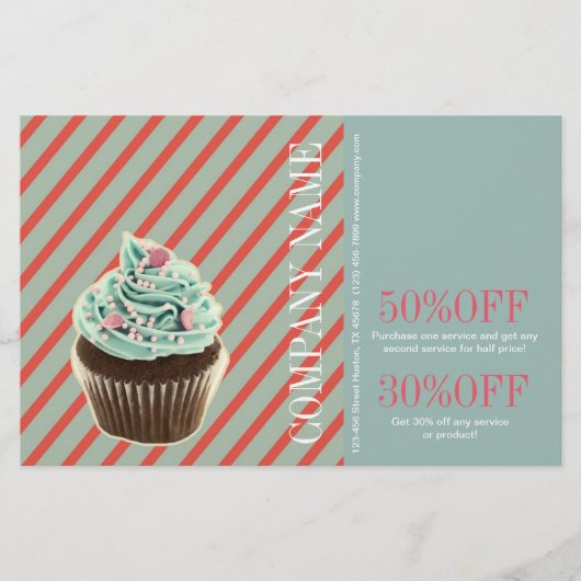 ヴィンテージガールズケーキケータリングベーカリーカップケーキ チラシ (正面)