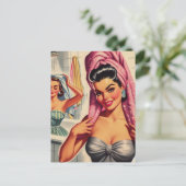 ヴィンテージガールズシャワーイラストレーション ポストカード (スタンド正面)