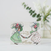 ヴィンテージガールズドレスハットアンティークイースター シーズンポストカード (スタンド正面)