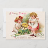 ヴィンテージガールズバニーAハッピーイースター シーズンカード (正面)