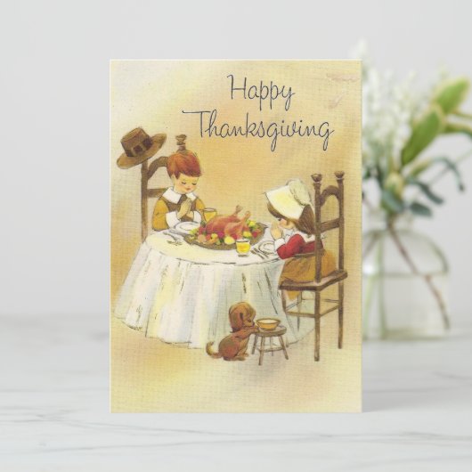 ヴィンテージガールズファースト感謝祭ホリデーカード シーズンカード (スタンド正面)