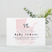 ヴィンテージガールズベビーシャワー招待状クラフトプラム 招待状 (スタンド正面)