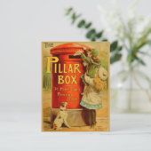 ヴィンテージガールズレッドピラーボックスメールハガキ ポストカード (スタンド正面)