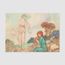 ヴィンテージガールズレッドヘアプリンセスデコパージュ