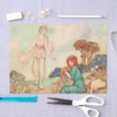 ヴィンテージガールズレッドヘアプリンセスデコパージュ 薄葉紙 (クラフト)