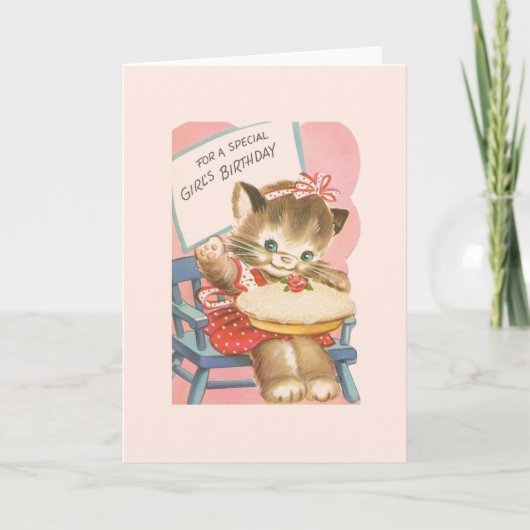 ヴィンテージガールズ誕生日カード カード (正面)