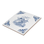 ヴィンテージガールズ踊りリングや輪デルフトブルー&ホワイト タイル (側面)