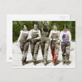 ヴィンテージガールズ – おもしろい，フェミニストアート ポストカード (正面/裏面)