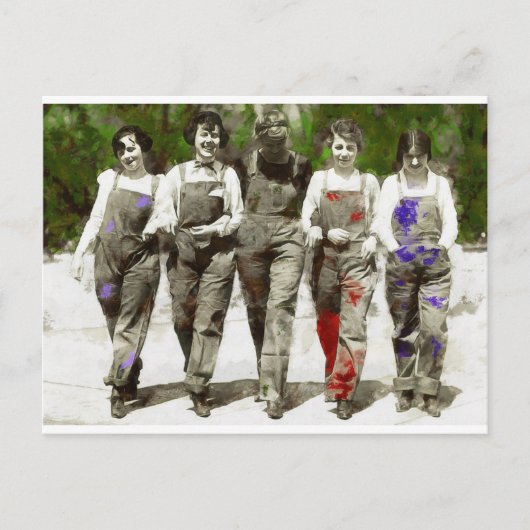 ヴィンテージガールズ – おもしろい，フェミニストアート ポストカード (正面)