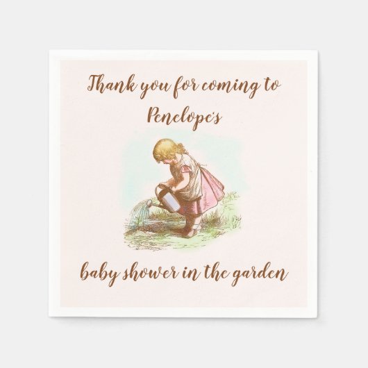 ヴィンテージガールチャイルドベイビーシャワーin the garden スタンダードカクテルナプキン (正面)