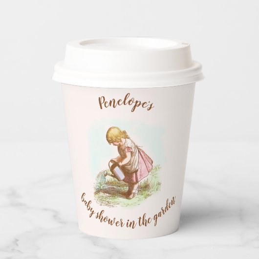 ヴィンテージガールチャイルドベイビーシャワーin the garden 紙コップ (正面)
