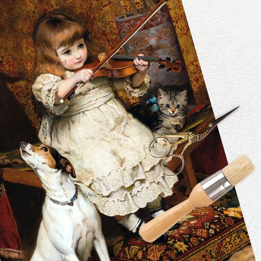 ヴィンテージガールドッグキャットティッシュペーパー 薄葉紙