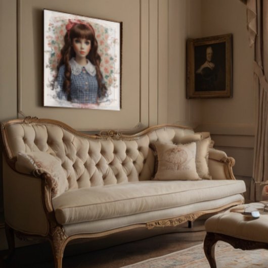 ヴィンテージガールドールコアお洒落 キャンバスプリント