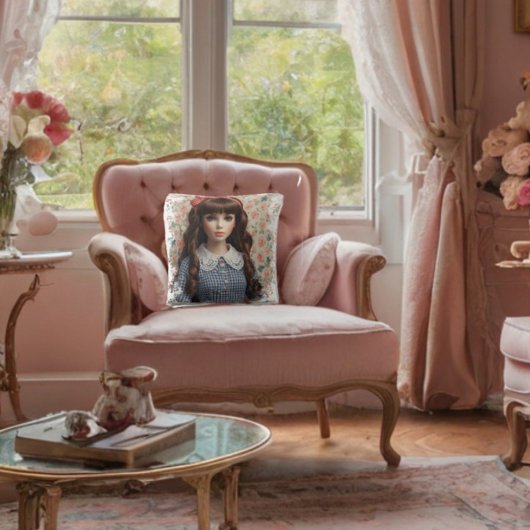 ヴィンテージガールドールコアお洒落 クッション