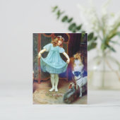 ヴィンテージガールニュードレスコリーペットドッグ ポストカード (スタンド正面)