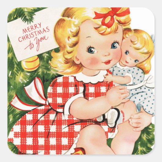 ヴィンテージガールハグドール スクエアシール (正面)