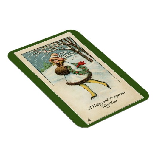 ヴィンテージガールハッピーニューイヤー柔軟なフォトマグネット マグネット (右側)