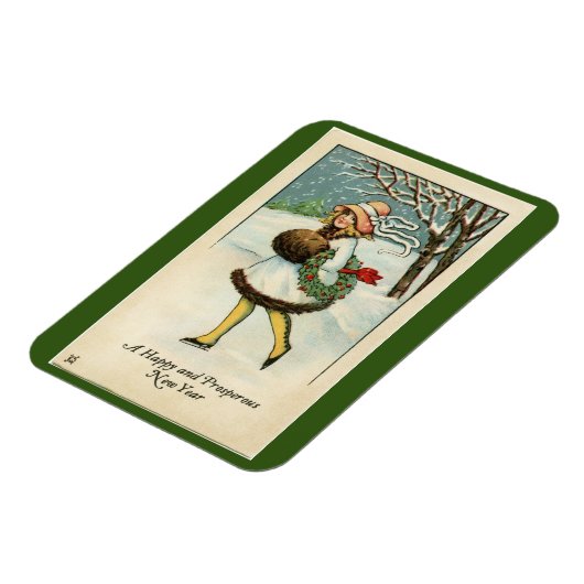 ヴィンテージガールハッピーニューイヤー柔軟なフォトマグネット マグネット (左側)