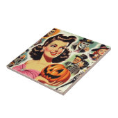 ヴィンテージガールハロウィーンイラストレーション タイル (側面)