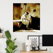 ヴィンテージガールバイ暖炉ポスター ポスター (ホームオフィス)