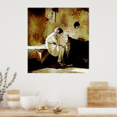 ヴィンテージガールバイ暖炉ポスター ポスター (キッチン)