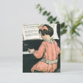 ヴィンテージガールピアニスト誕生日パーティーへの招待 招待状 (スタンド正面)