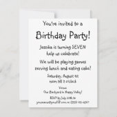 ヴィンテージガールピアニスト誕生日パーティーへの招待 招待状 (裏面)