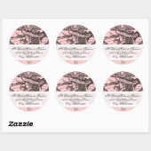 ヴィンテージガールピンクフラワー差出人住所ラベル ラウンドシール (シート)