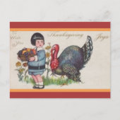 ヴィンテージガールフルーツバスケットトルコ感謝祭 ポストカード (正面)