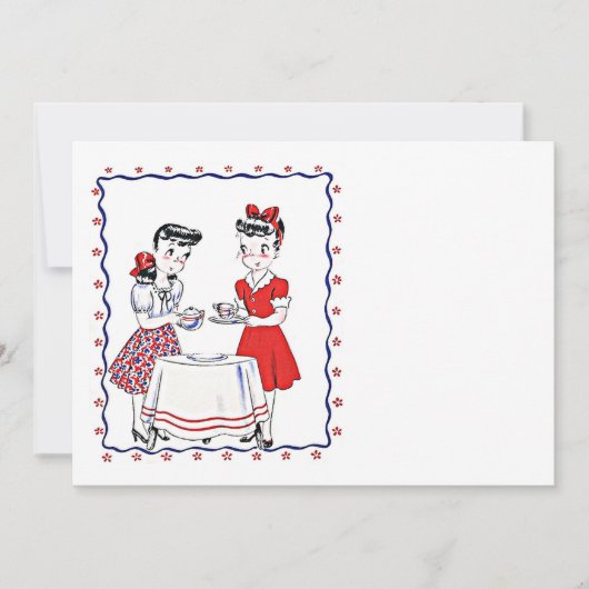 ヴィンテージガールフレンドBFFティーパーティー空白の招待状 招待状 (正面)