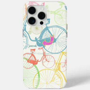 ヴィンテージガールブライトカラーズバイクパターンiPhone iPhone 15 Pro Maxケース