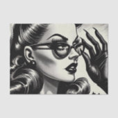 ヴィンテージガールブラックアンドホワイトスケッチ 薄葉紙 (正面)