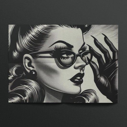 ヴィンテージガールブラックアンドホワイトスケッチ 薄葉紙