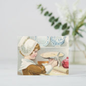 ヴィンテージガールベーキングパイ ポストカード (スタンド正面)