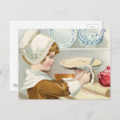 ヴィンテージガールベーキングパイ ポストカード (正面/裏面)