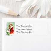 ヴィンテージガールホールディングクリスマスウサギ ラベル (インサイチュ)