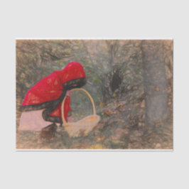 ヴィンテージガールレッドケープオータムフォレストスケッチアート 薄葉紙