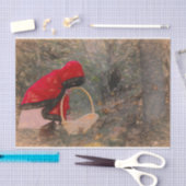 ヴィンテージガールレッドケープオータムフォレストスケッチアート 薄葉紙 (クラフト)