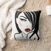 ヴィンテージガールレッドリップ クッション (ブランケット)