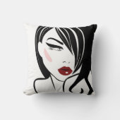 ヴィンテージガールレッドリップ クッション (正面)